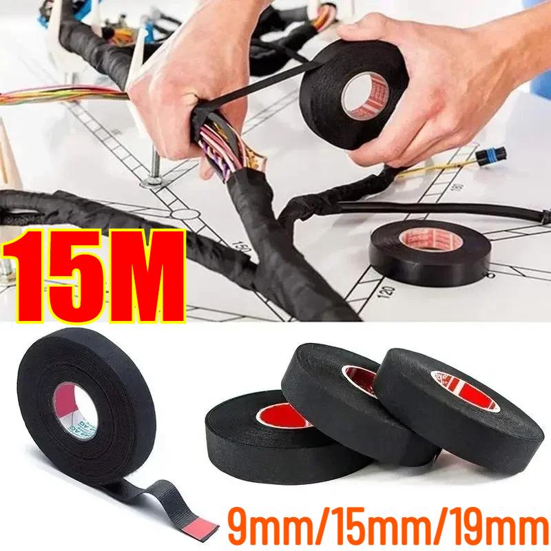 Black Fabric Cloth Electrical Tape Sound Absorbing Insulation Tape Heat Resistant Waterproof Automotive Wiring Harness Tape