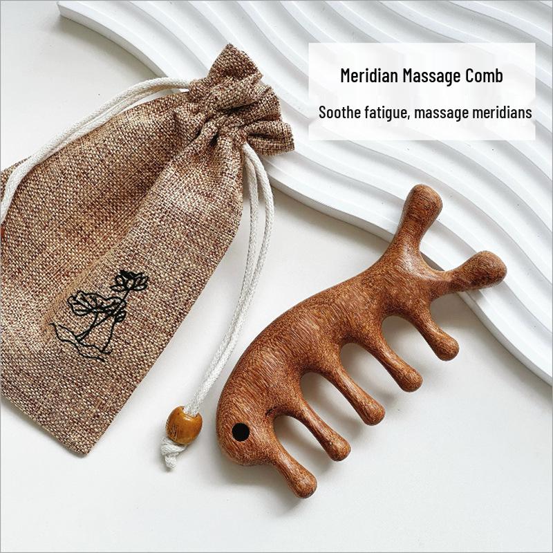 Meridian Large Tooth Scalp Massage Comb for Men & Women - Five-Finger Wide Design for Hair Care & Protection