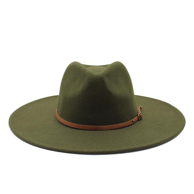 Neue 9,5CM Große Breite Krempe Winterwolle Uni Klassische Filzhüte Kappe Britischer Stil Herren Damen Panama Zylinderhut Sombreros Jazz Kirchenhut