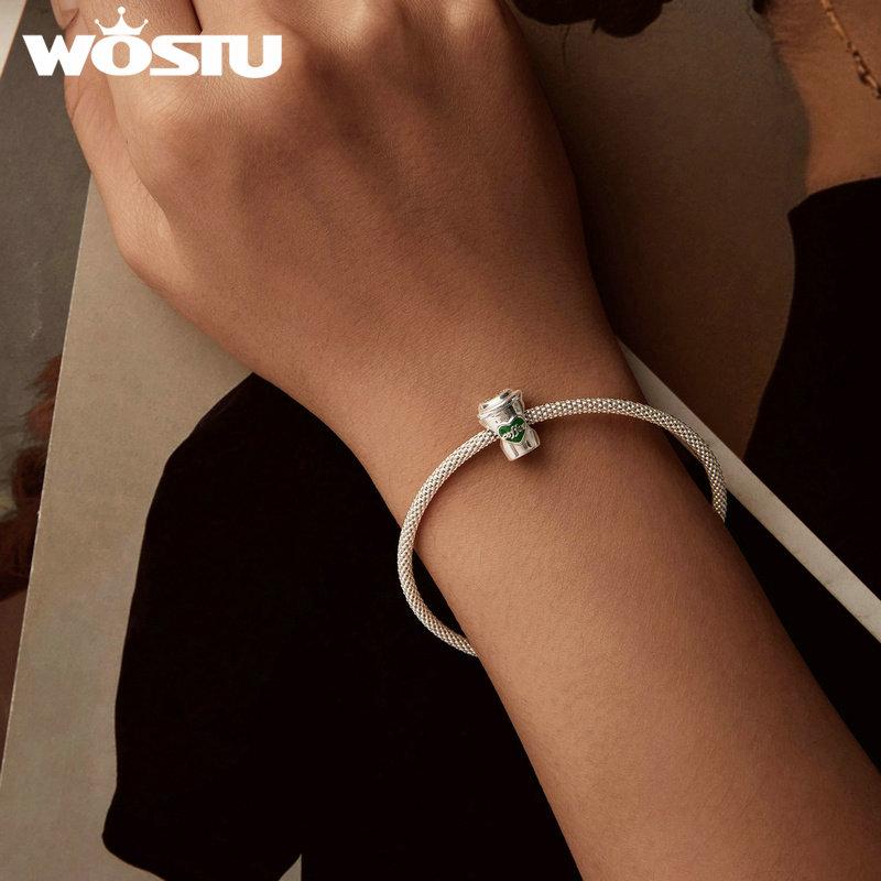 WOSTU 925 Sterling Silver Enamel Animals Bamboo Panda Pendant Lovely Pet Beads Fit Original Bracelet Bangle DIY Jewelry Gift