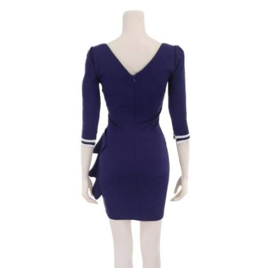 GRAXIA Cabaret Mini Tight Long Marine Size for Hostess and Lounges Women's Dress, Dress, Dress, Sleeves, Stretch, Piping, Style, Navy, XL, Hostesses,