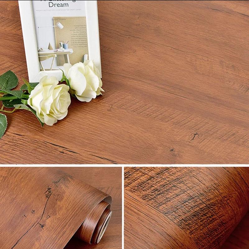 40cm Wood Grain Home Decor Furniture Waterproof Vinyl Wall Sticker Self Adhesive PVC Wallpaper Kitchen Cabinet Door Sticker