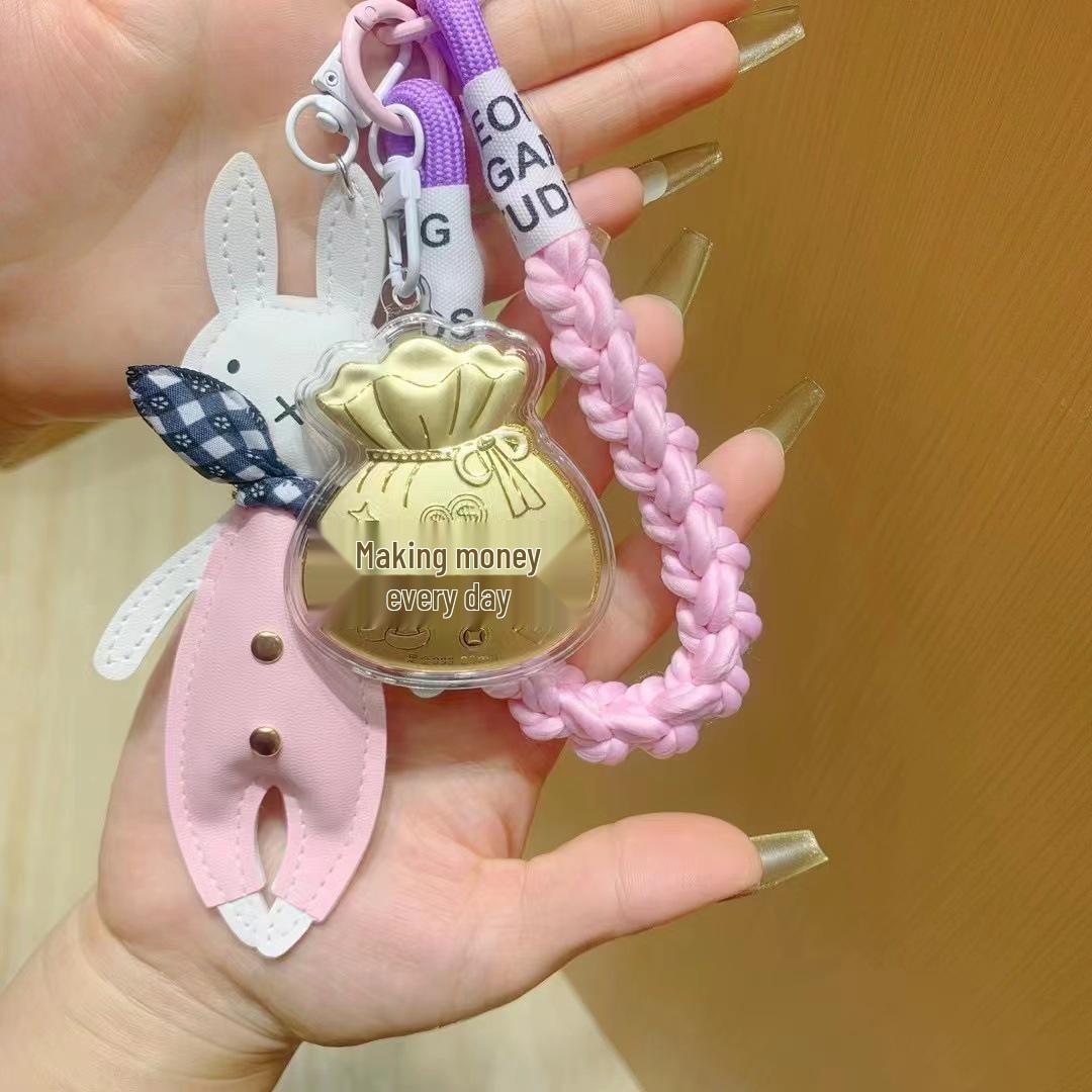

Fortune-Turning Gold Pendant Keychain and Bag Charm Gift Brown Cord