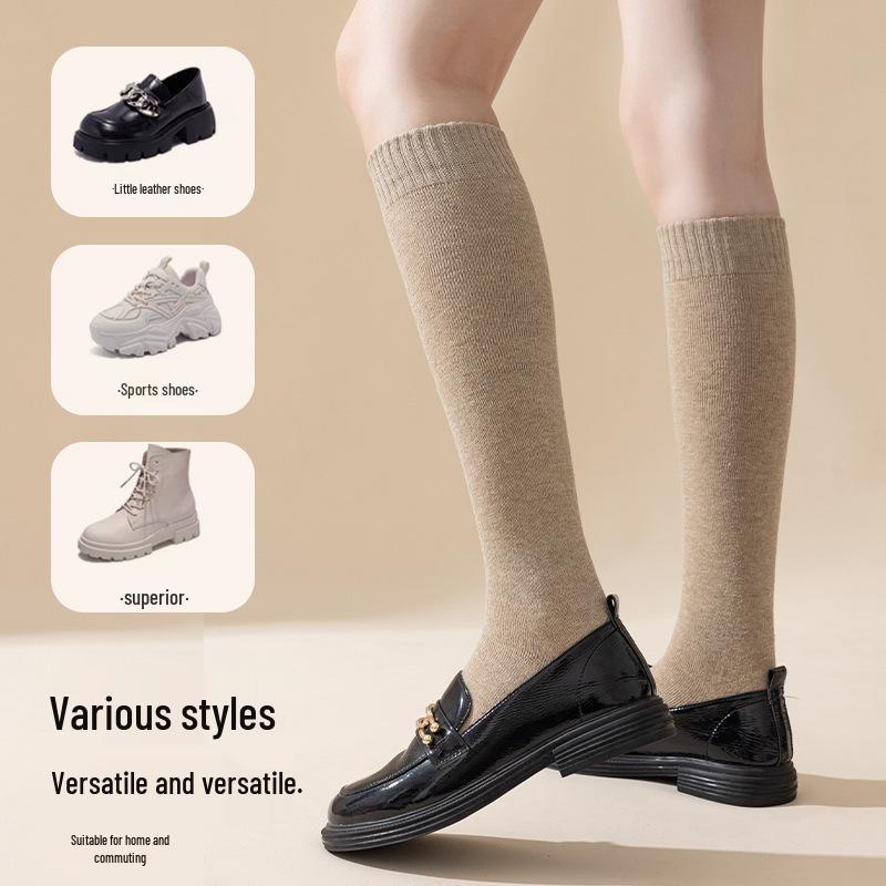 Women's Thick Terry Calf Socks - Warm, Slimming, Solid Colors - Long Japanese JK Style for Autumn and Winter