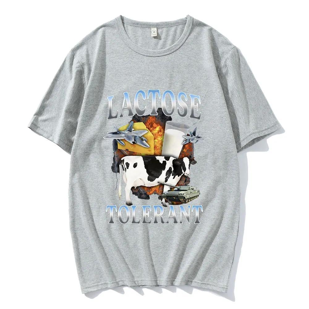 Lactose Tolerant Funny Graphic T-Shirt Men Women Fashion Vintage Short Sleeve T-shirts Cotton Casual T Shirts