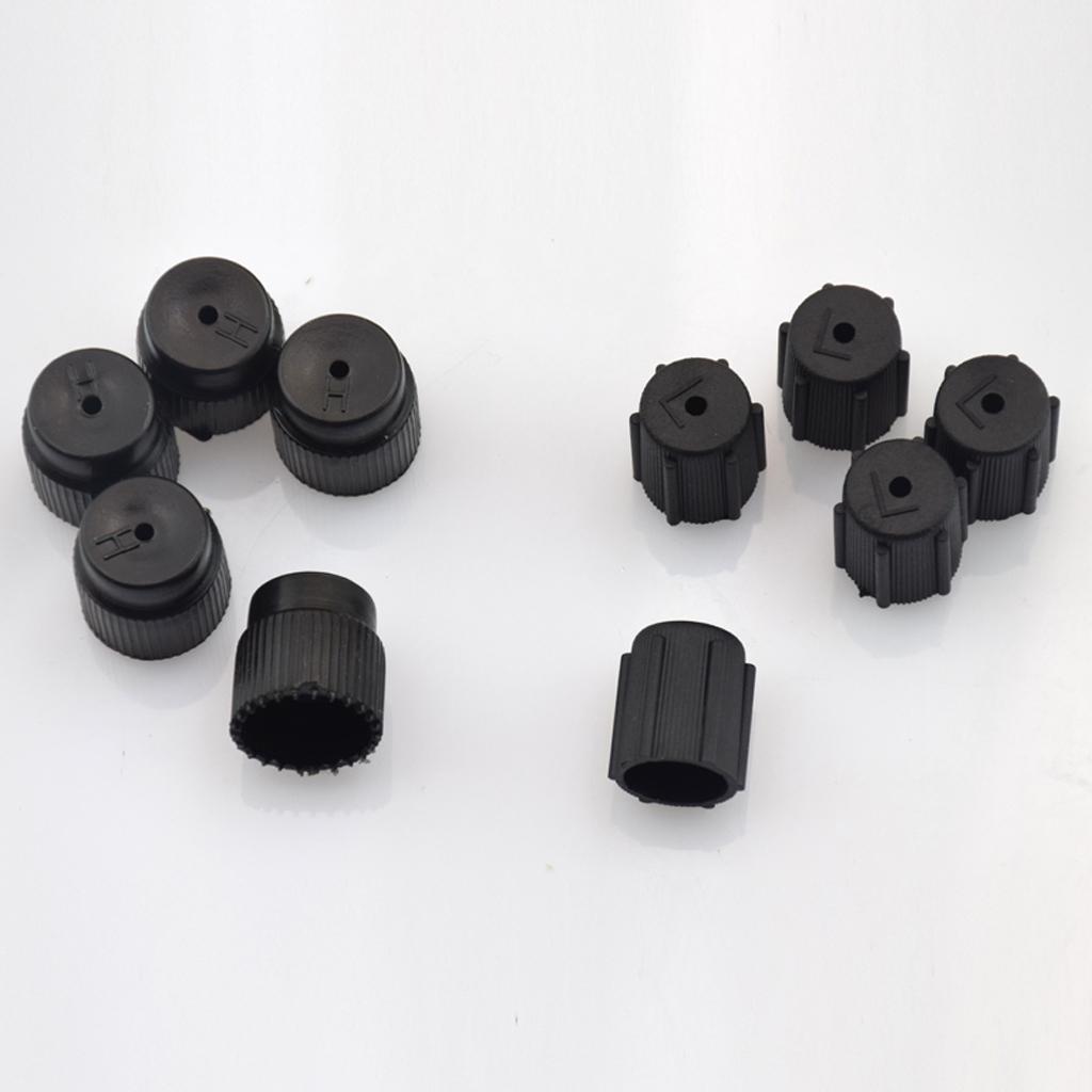 10Pieces Universal AC Fittings Black Rubber Valve Core Cap Port Kit Car Air Conditioning Repair Accessory for R134a and R1234yf