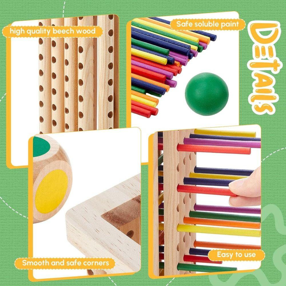 Dice Montessori Ball Dropping Game 42/16 Colourful Sticks Wooden Stick Tower Toy Set Boys