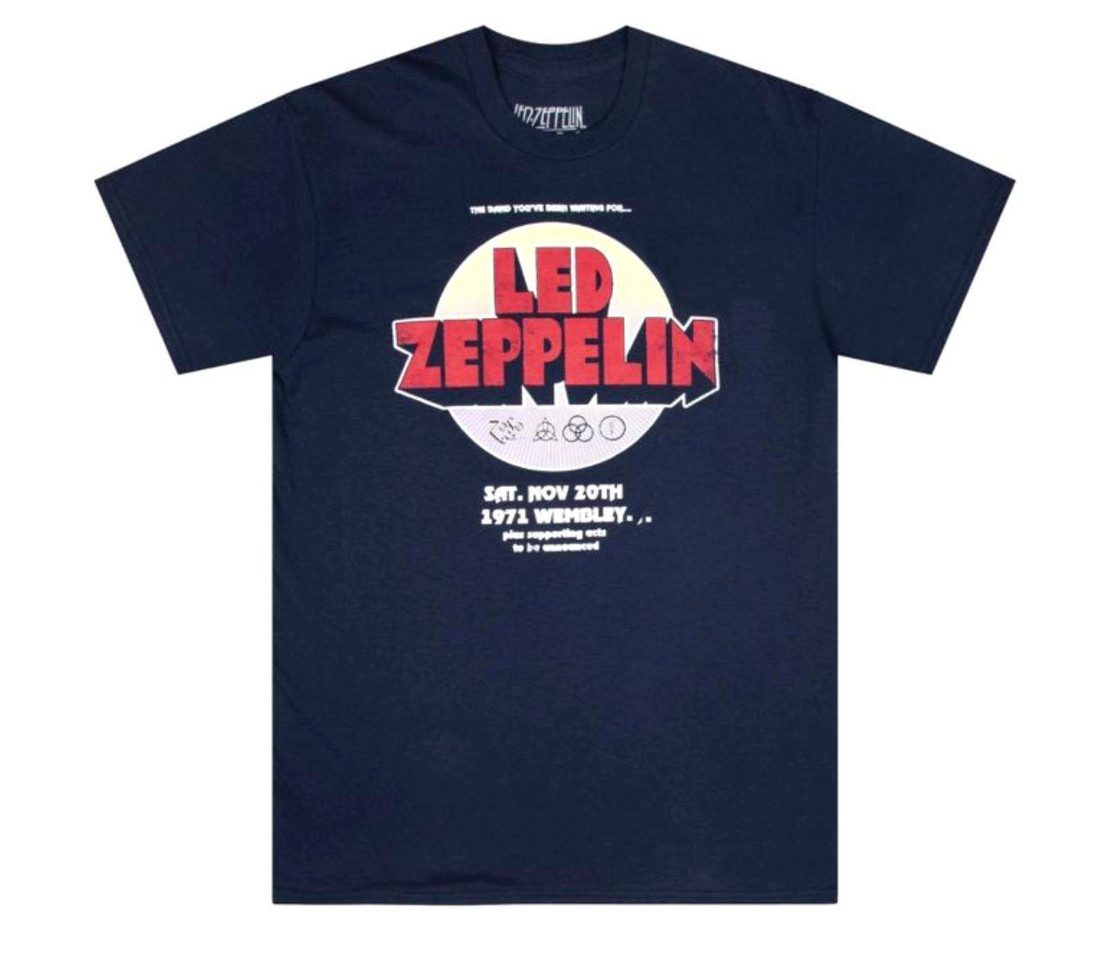 Rock Band Led Zeppelin Short Sleeve Graphic 1971 Wembley T-Shirt New S