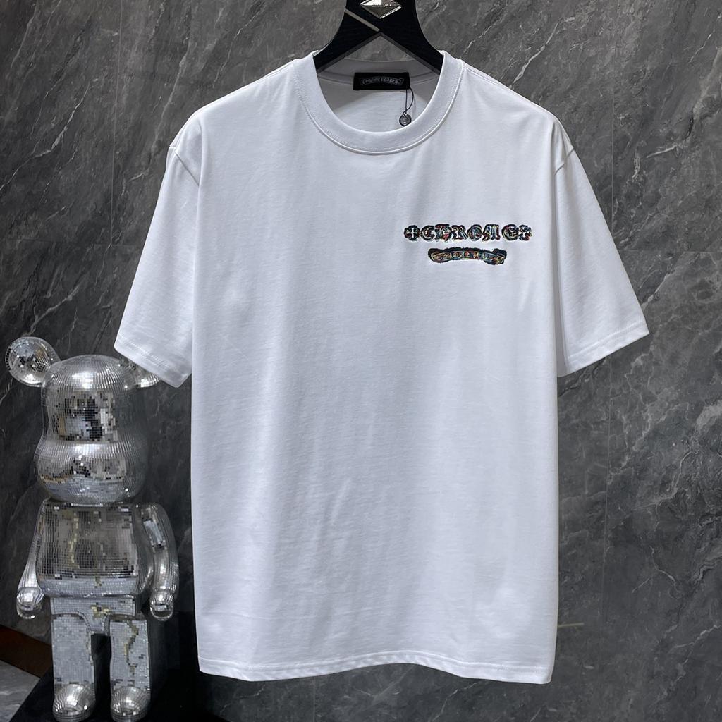 GZ-8952 CHROME HEARTS 2025 Léto Nové Vysoce Kvalitní Bavlna Kulatý Výstřih Volné Velká Velikost Pánské a Dámské Tričko Pár Tričko