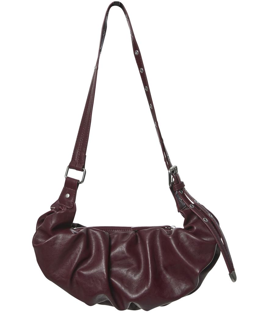 Flareup Draped Leather Bag (Fl-745_Burgundy)