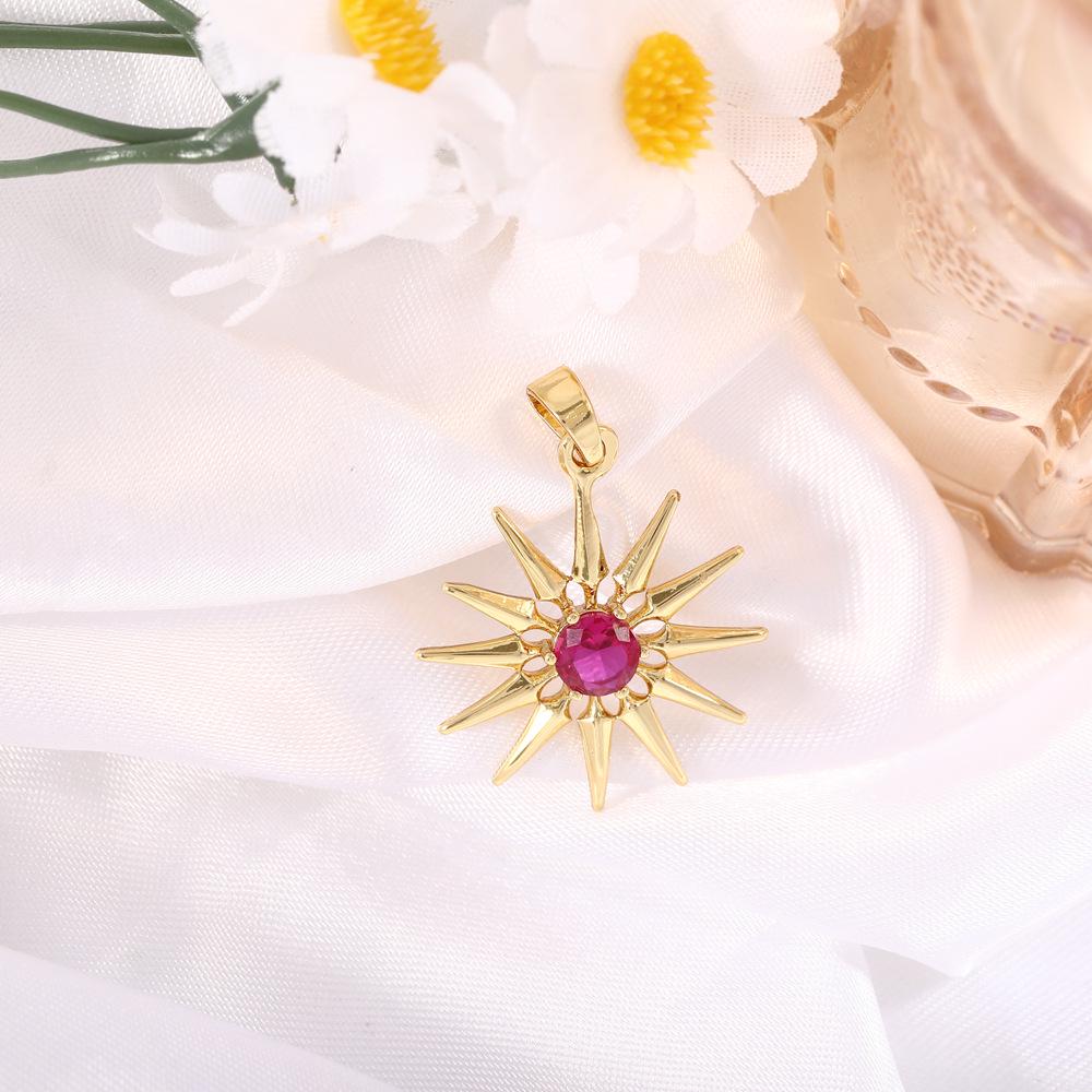 Pendentif Soleil en Zircon Mode Européen-Américain - Accessoire Polyvalent pour Bijoux DIY faits à la Main