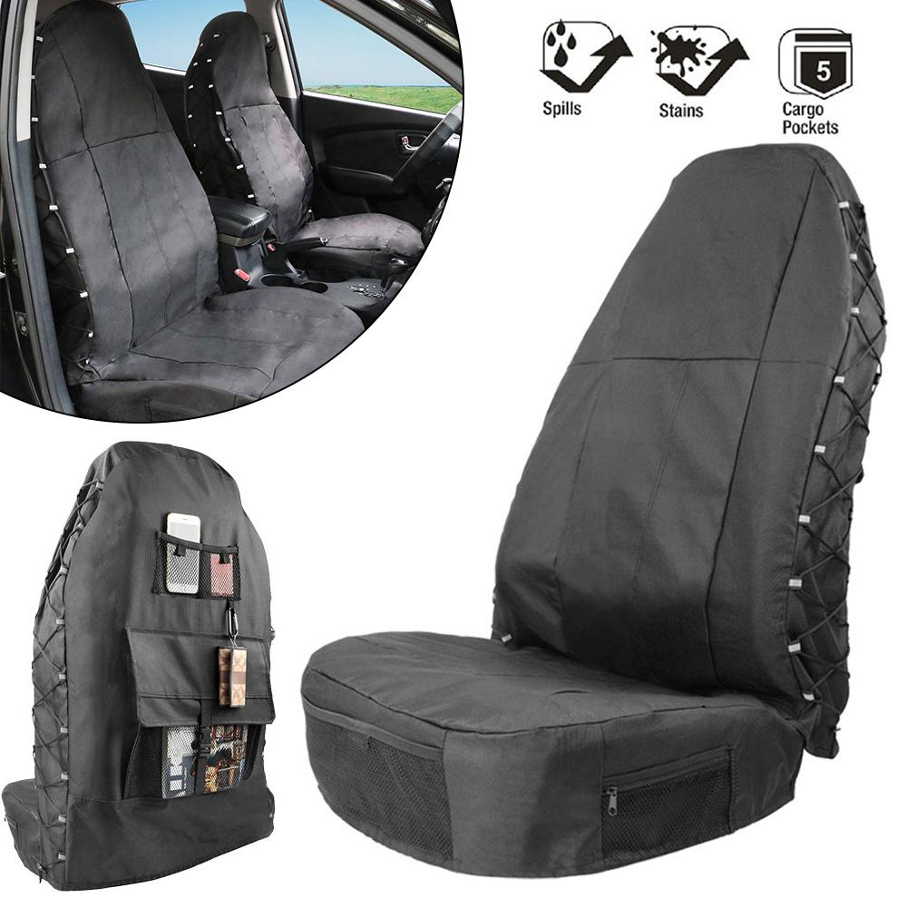 Car Seat Cover Oxford Cloth Durable Waterproof Seat Protector with Seat Back Organizer for Car Truck SUV Auto Seat Protector