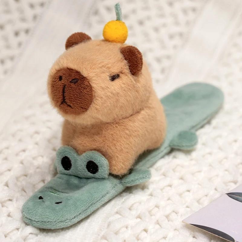 Capybara Slap Snap Wrap Wristband Bracelet Kawaii Animal Plushie Cute Dog Cat Plush Hand Ring Soft Toys Creative Funny Gift