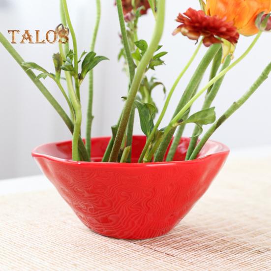 Ceramic Flower Frog Bowl Japanese Ikebana Vase Floral Arrangement Holder Desktop Flower Pot for Home Office Wedding Festivals