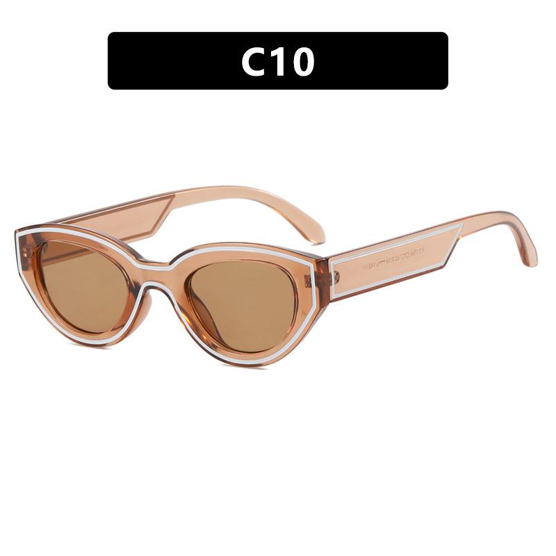New fashionable versatile inverted triangular small frame cat eye sunglasses men's high-end fashion street photo UV-proof sunglasses