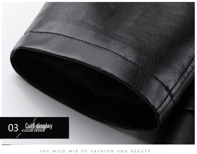 Men's Fur-Lined Leather Jacket with Plush Lining - Ideal Winter Wear for Middle-Aged and Elderly.