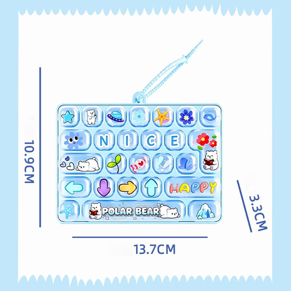 Candy Color 26 Key Fidget Keyboard Keychain Cartoon Animal Stress Relief Keycap Clicker Hand Relax Toy Bag Pendant Party Favor