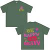 Be Happy Lift Heavy Colorful Bubble Font Dumbbell Smile Graphic TShirt Tees Unisex Unisex Aesthetic Trend Fashion Cotton Tshirts