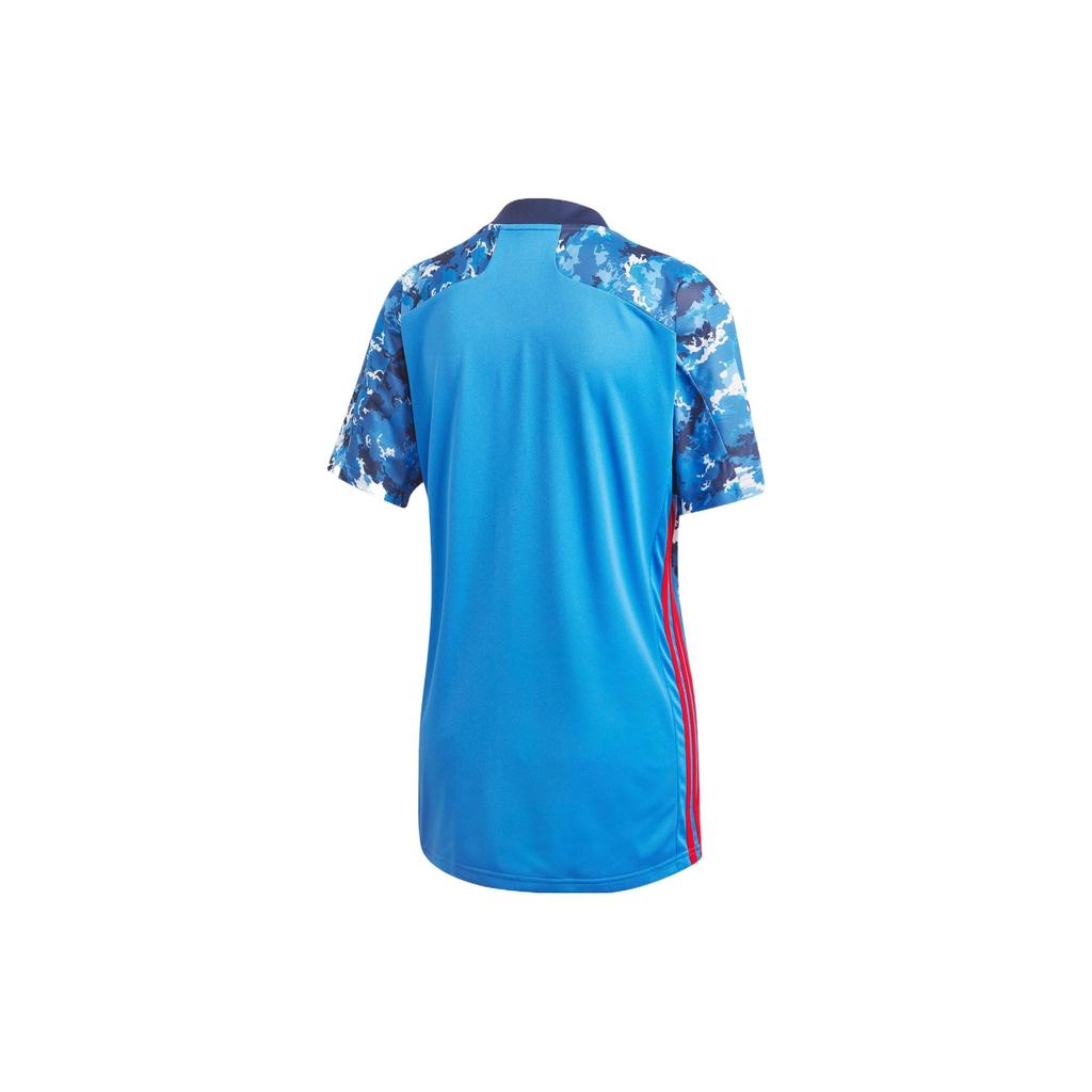 Adidas Camiseta de Manga Corta con Cuello en V Tie-Dye para Mujer Japón Hogar Tops Azul ED7364