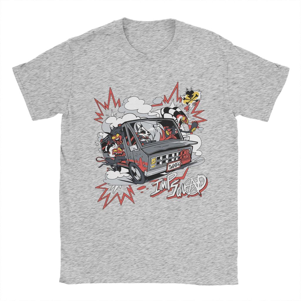 Men's T-Shirt I.M.P Squad Hazbins Hotels Vintage Pure Cotton Tees Short Sleeve  T Shirts Crew Neck Clothing Adult