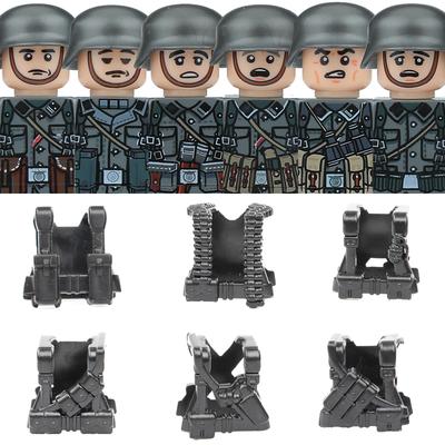 WW2 Militaire Soldats Allemands Figurines Casque Blocs de Construction Armée Infanterie Guerrier Artilleur Armure Canon Gilet Armes Briques Jouets