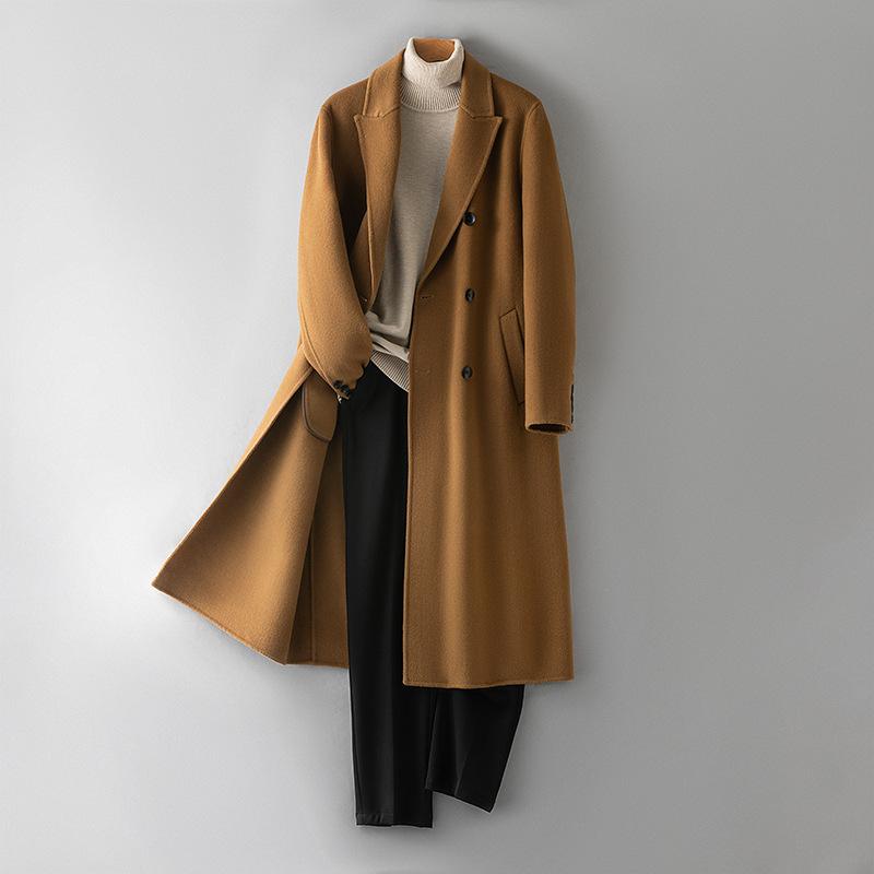 

Осенне-зимнее шерстяное двухстороннее шерстяное пальто Длинное шерстяное пальто Мужское шерстяное пальто до колена 2XL