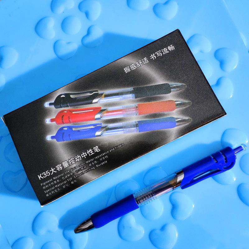K35 Click-Action Ballpoint Pen - Red/Black/Blue, Bullet Tip, Carbon Fiber, for Office & Students
