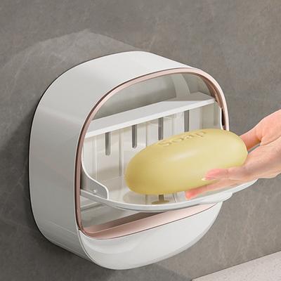 1 caixa de sabonete de parede com suporte para sabonete de luxo, caixa de sabonete sem furos, dreno de sabão para lavanderia, fácil limpeza