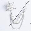 Elegant Simulation Pearl Snowflake Chain Tassels Brooch Fashion Brooches for Women Chain Pin Jewelry