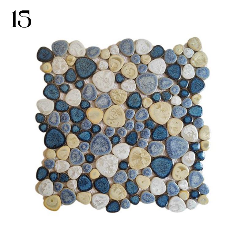Keramik Kopfsteinpflaster Mosaik Fliesen Spa Heißwasserquelle Pool Fischteich Fragmente 30cm Badezimmer Rutschfest Blau Und Weiß Porzellan Fliesen