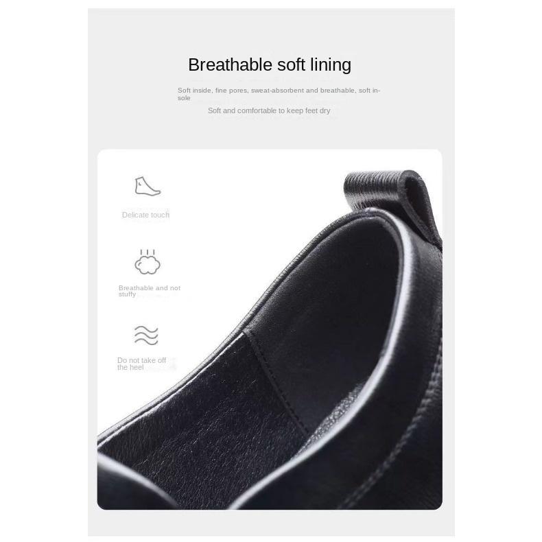 Men's Leather Shoes Summer Dad Shoes Soft Soled Breathable Business Casual Shoes Middle-aged Slip-on Shoes