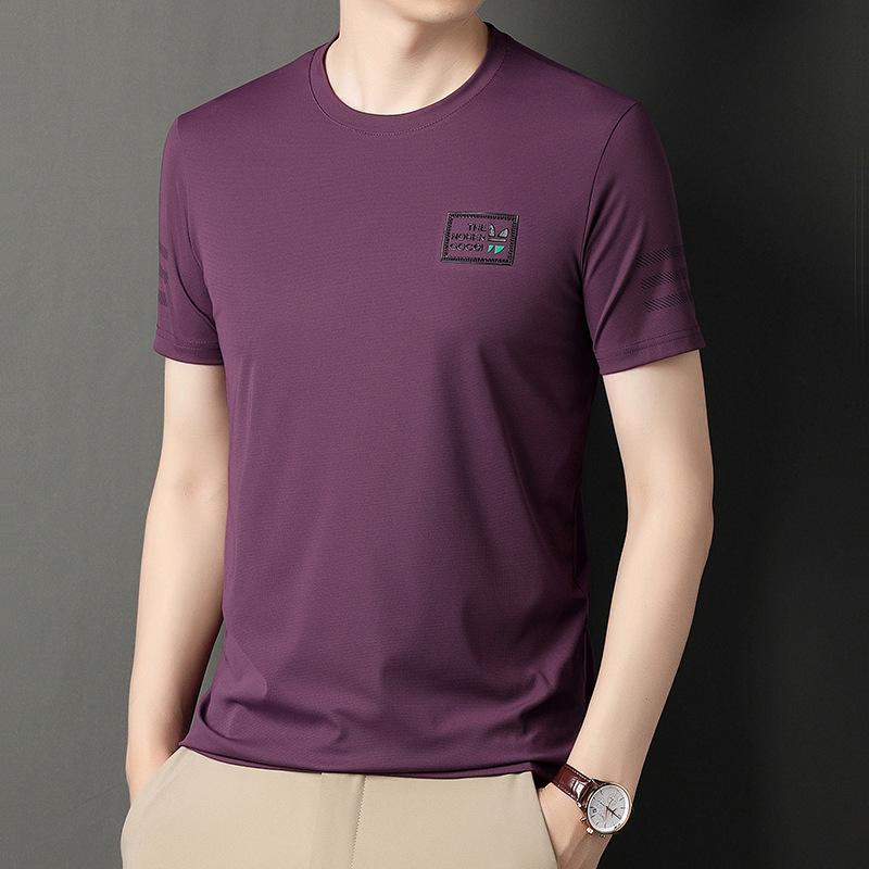 Letní Nové Pánské Tričko s Krátkým Rukávem pro Mladé a Středního Věku Korejský Styl Potisk Kulatý Výstřih Módní Značka Pánské Tričko s Polovičním Rukávem