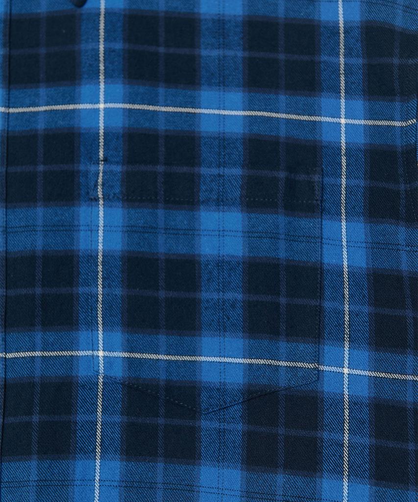 TEN PAST SEVEN Back Print Check Shirt - Blue