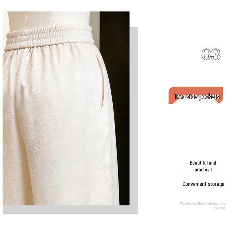 Lightweight Elastic Waist Wide Leg Pants for Middle-Aged and Elderly Women