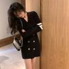 Japanese Retro Knitted Party Dresses Women V Neck Button Elegant Mini Sweater Dresses Sexy A Line Outfits New Autumn Winter 2024
