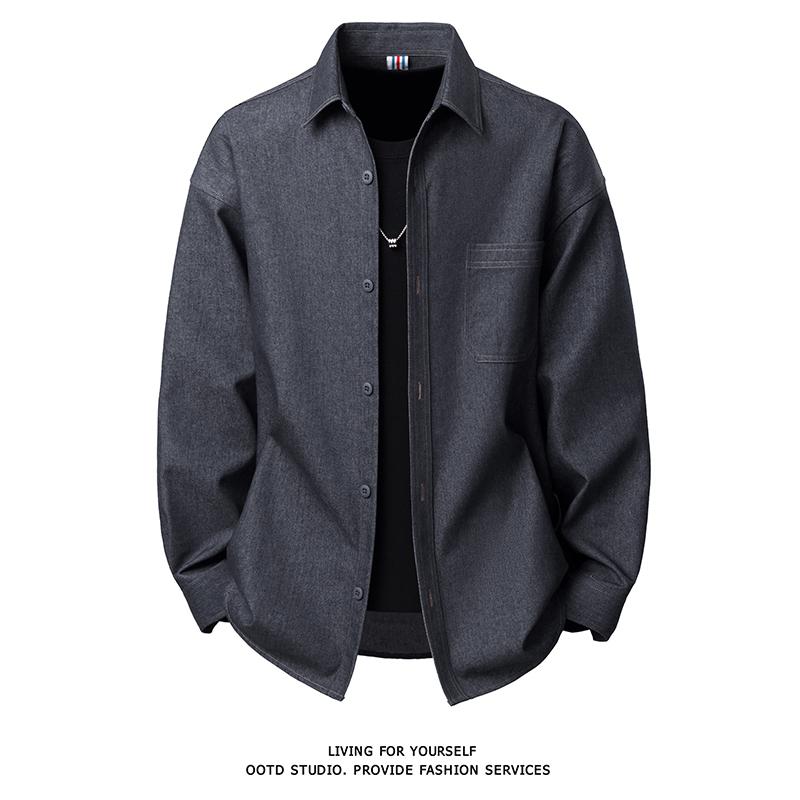 Men s Regular-Fit Long-Sleeve Button-Down Denim Shirt S чёрный