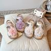 Girls Princess Shoes T-strap Big Flowers Kids Sandals Ins Trendy 2025 Summer New Girls Beach Shoes Non-slip Soft Sole Sweet