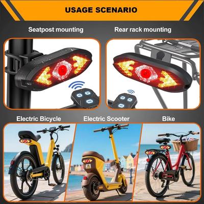 USB Rechargeable Bicycle Tail Light Multi-Mode Safety Signal With Turn Signals LED Flash Bike Light