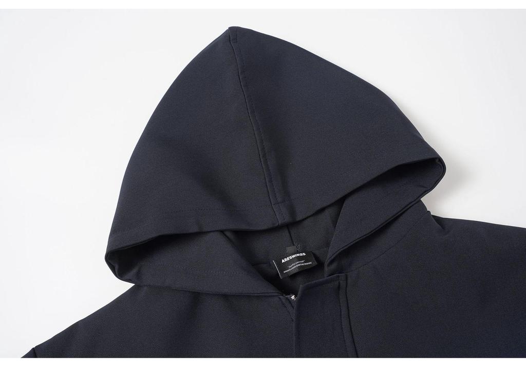 ARES Men's Hooded Jacket: Minimalist Deconstructed Metal Buckle, Autumn Loose Fit, Functional Style
