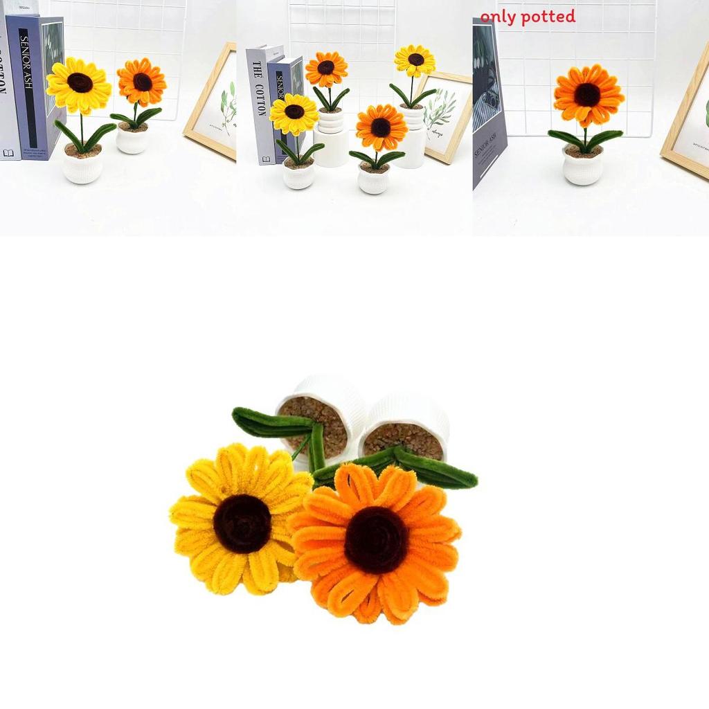 Plush Twisted Rod Sunflower Potted For Home And Outdoor Use
