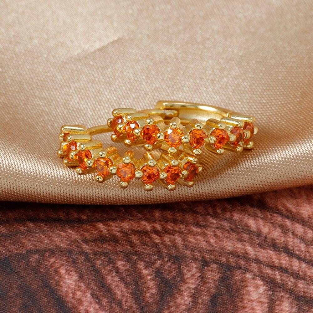 Luxusní nerezové barevné zirkonové kruhové náušnice pro ženy Móda Korejský Huggie Dámské šperky pendientes mujer