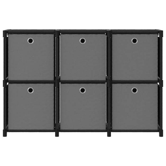 VidaXL Étagère d'affichage 6 cubes et boîtes Noir 103x30x72,5 cm Tissu