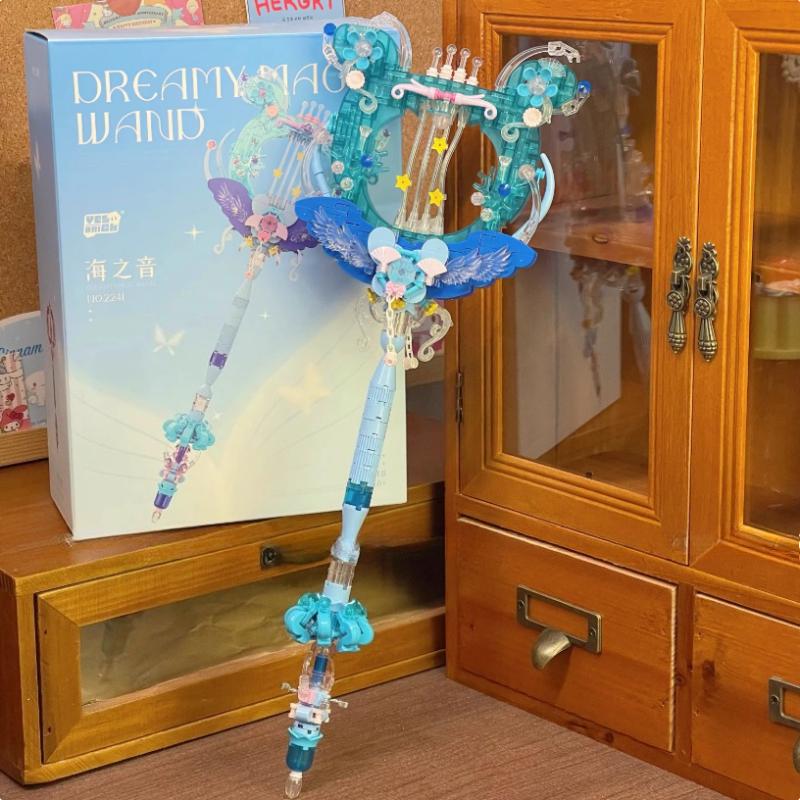 Wonder Hoon Magic Wand Building Blocks Lace Yarn Scepter Assembling Toys Model Girls Ornaments Birthday Gift Building Blocks