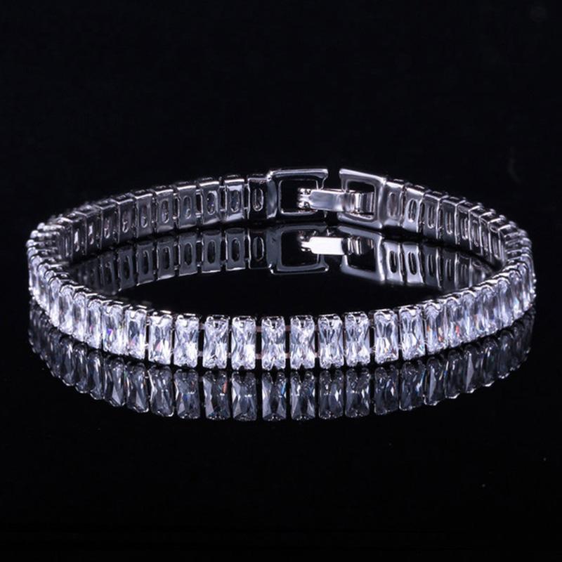 

Pera High Quality Shiny Zirconia Gold Color Fashion Women Big Baguette Bracelets for Daily Party Jewelry Accessory B138
