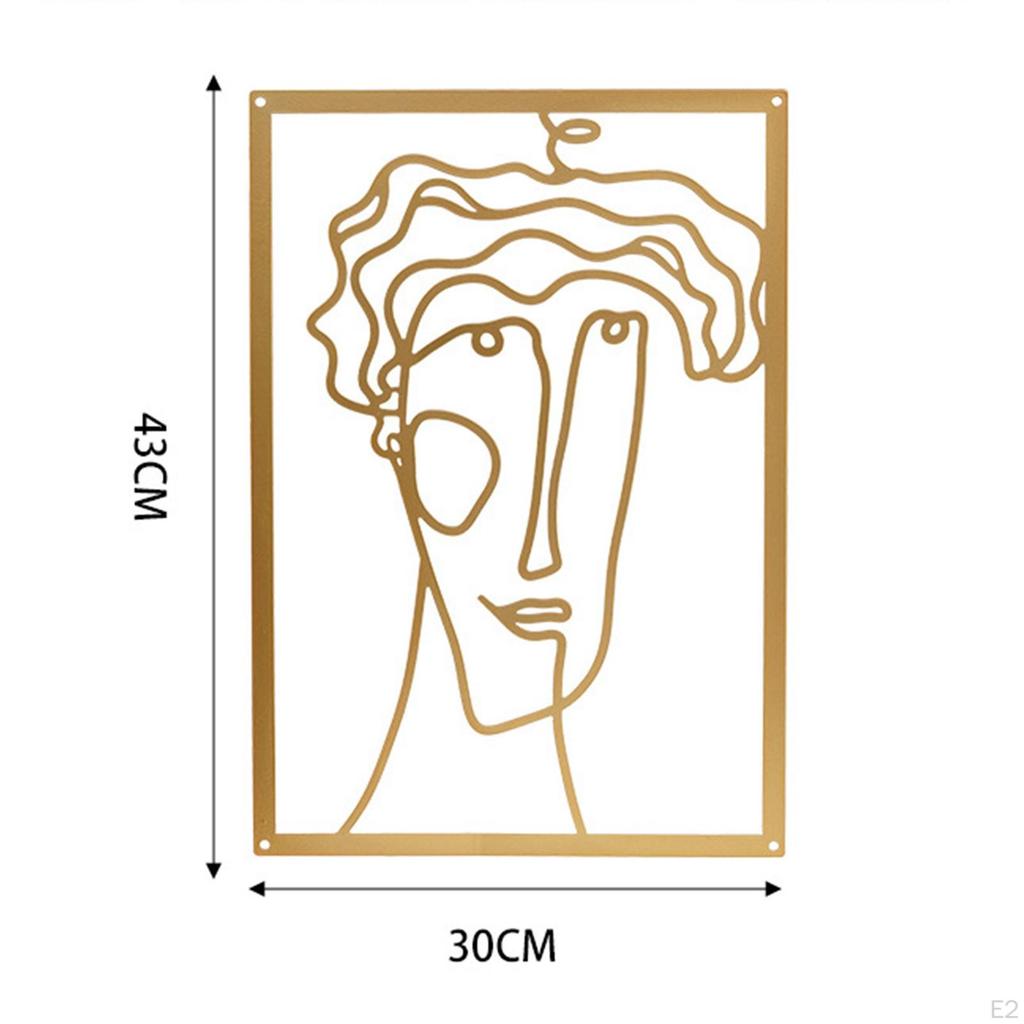 Metal Wall Art Decor Woman Silhouette Minimalist Facial Line Sculpture for Home Living Room