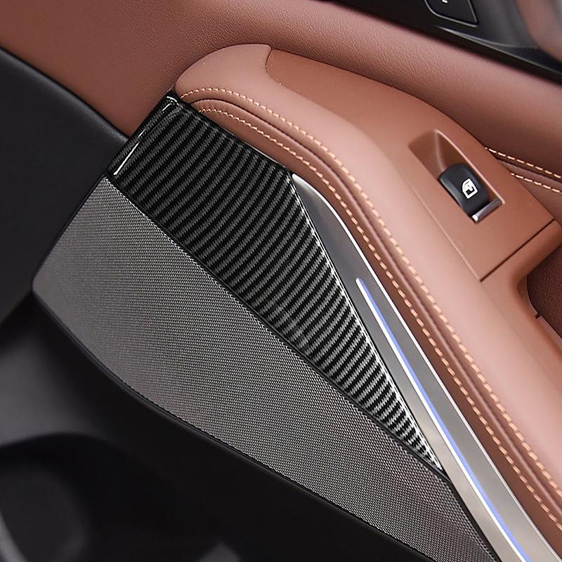 Car Styling Door Armrest Decals Decoration Cover Trim For BMW X5 G05 -2024 Carbon Fiber Color Interior Accessories