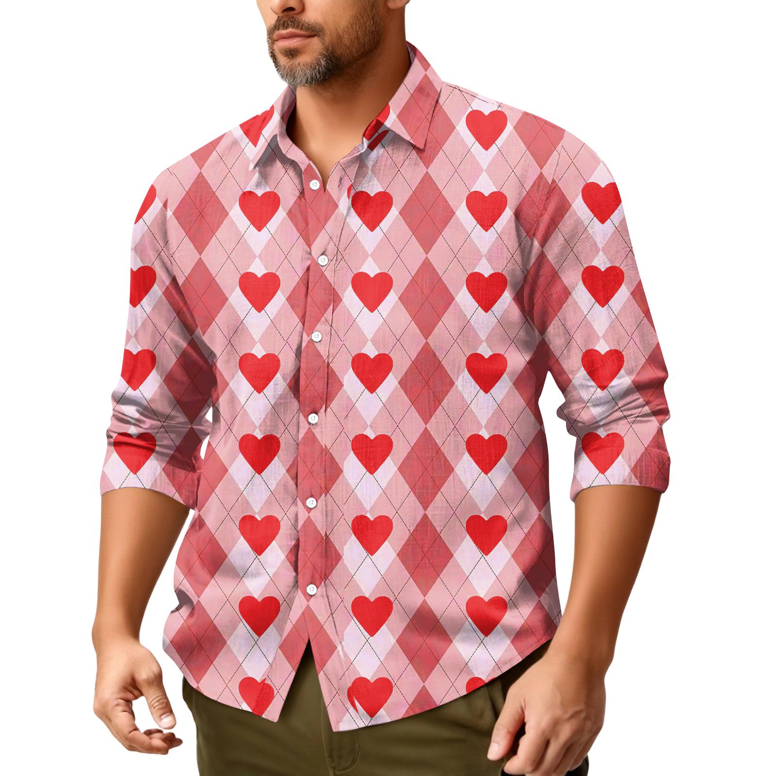 

Чоловіча повсякденна сорочка з довгими рукавами. Модний топ із лацканами XL кавун червоний колір