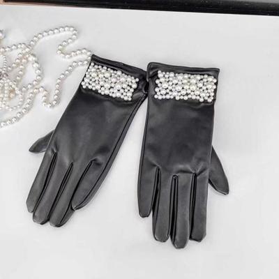 Damen Winter Fleecegefütterte Lederhandschuhe mit Schleifendekoration - Warme, Kältefeste Outdoor-Fahrradhandschuhe