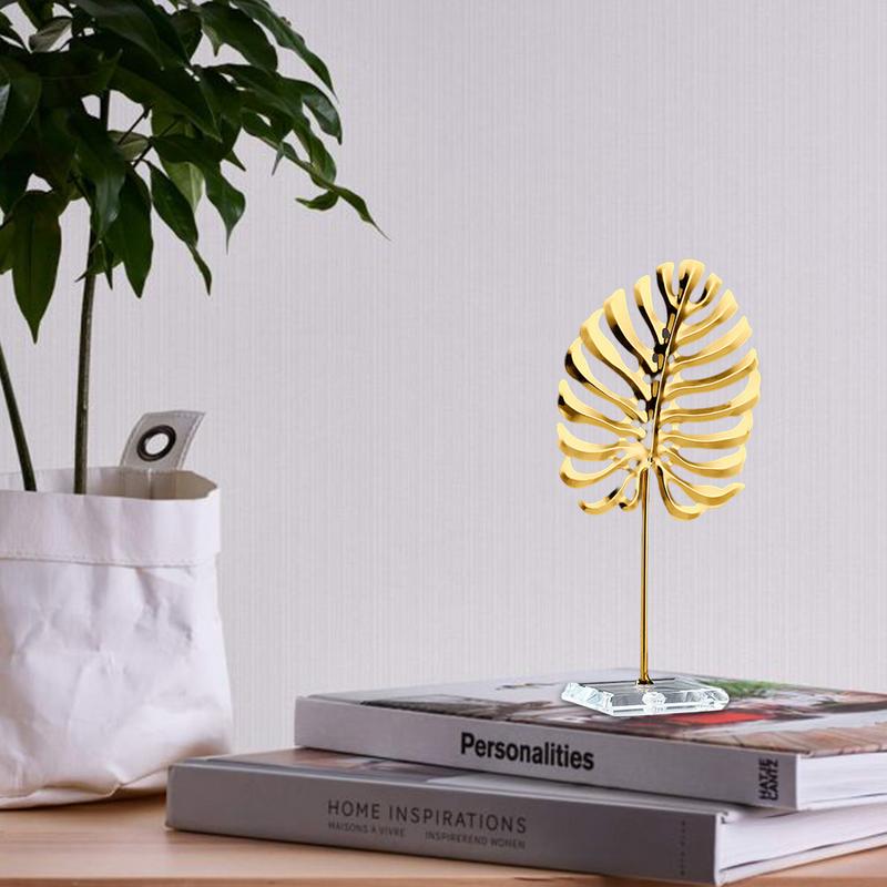 Metal Leaf Decor 21cm/8.26inches Iron Leaf Statue With Base Household Table Decoration Aesthetic Home Table Centerpieces For