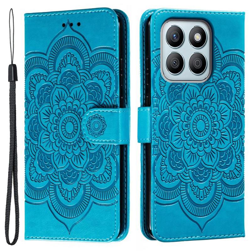 For Honor X8b 4G Case PU Leather Mandala Imprinted Design Wallet Phone Cover